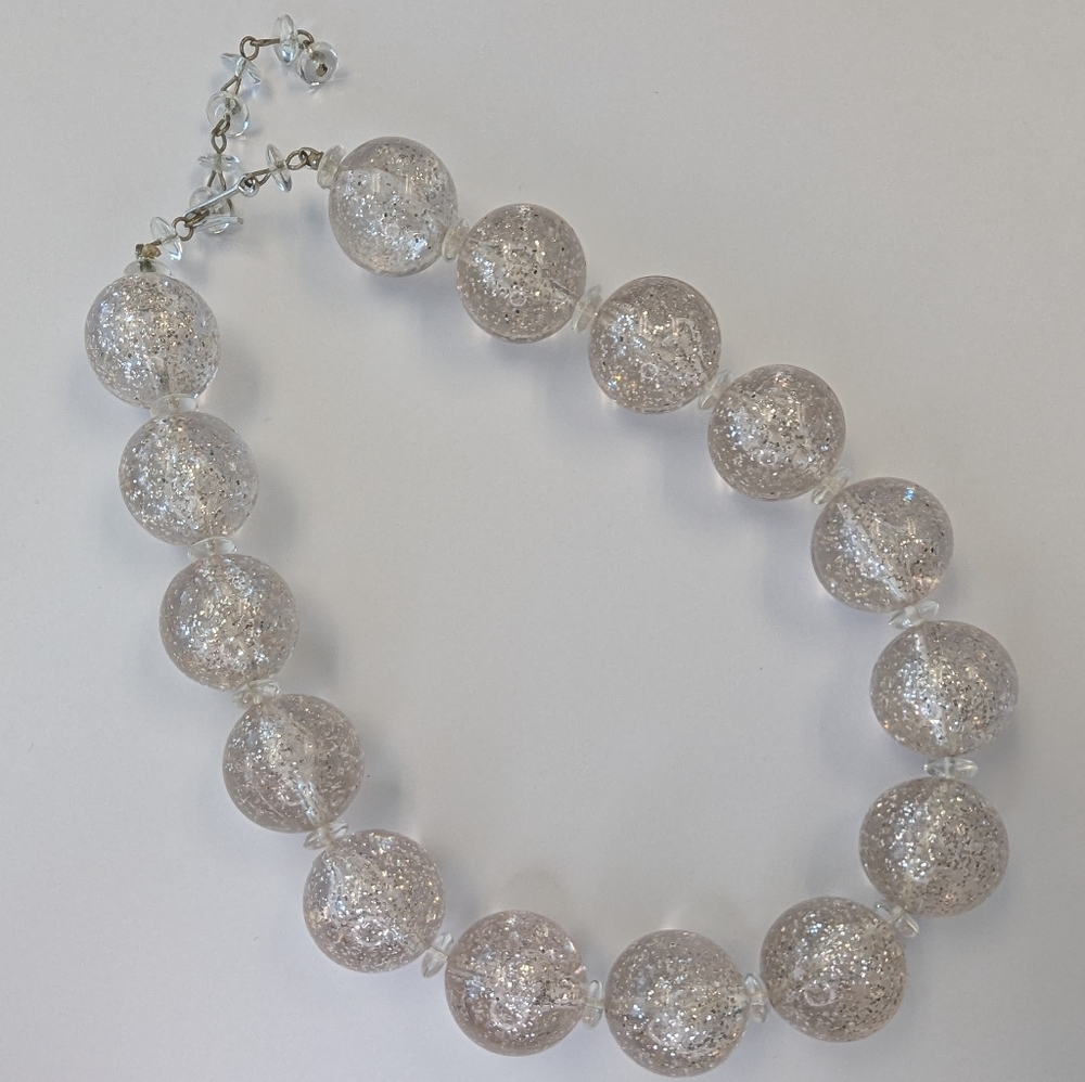 EVC SIGNED WESTERN GERMANY CHUNKY GLITTER LUCITE NECKLACE